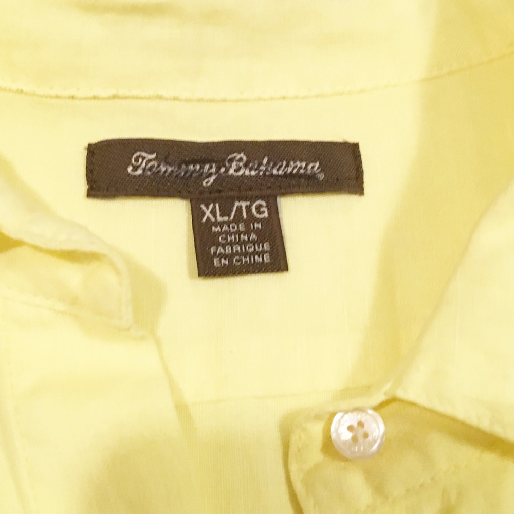 Tommy Bahama yellow button up linen long sleeve XL - Picture 3 of 5